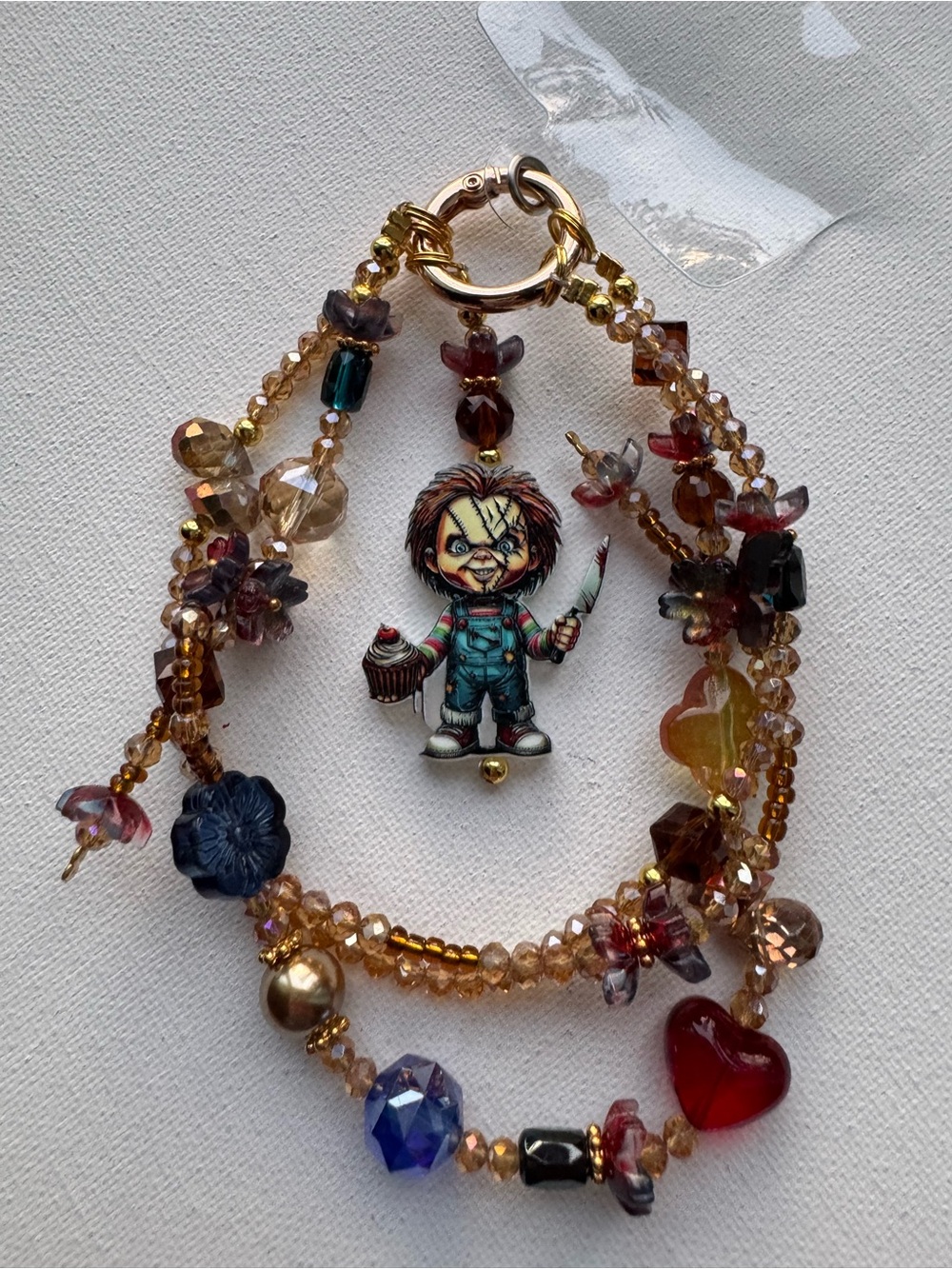 Handmade Multicolor Chucky beaded PhoneCharm.